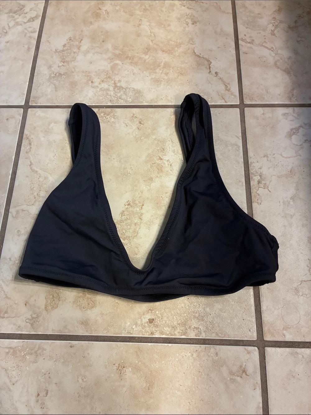 SKIMS Black Deep V Swim Top